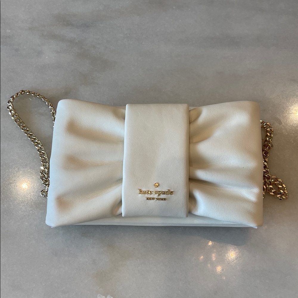 Kate Spade Ivory Clutch with Gold Chain
